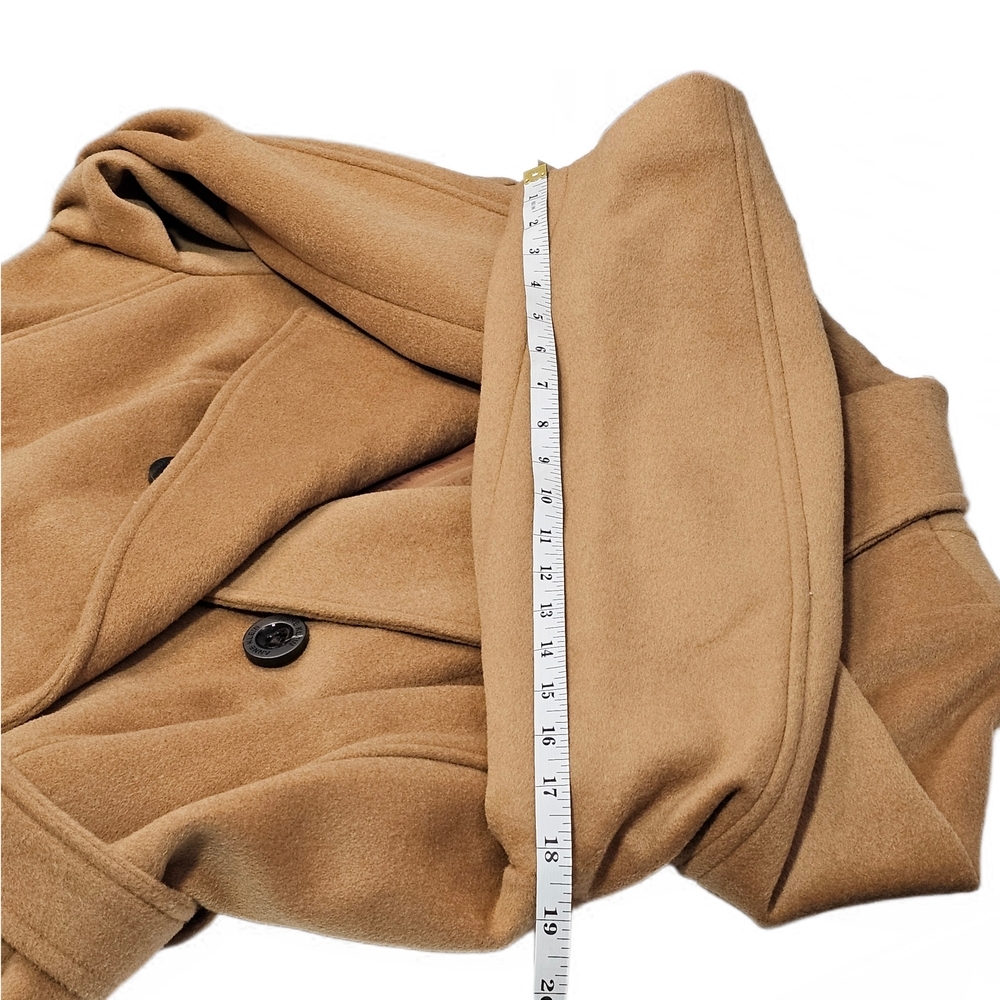 Anne Klein Cashmere Wool Blend Camel Double-Breasted Belted Trench Coat - Picture 13 of 16